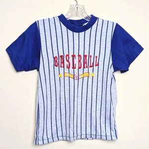 Vintage Baseball‎ Pinstripe All Star Slugger Embroidered 90s Shirt Youth 8-10